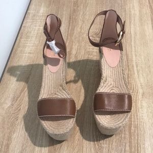J Crew platform espadrille sandals in leather. Womens size 10. NWOT.